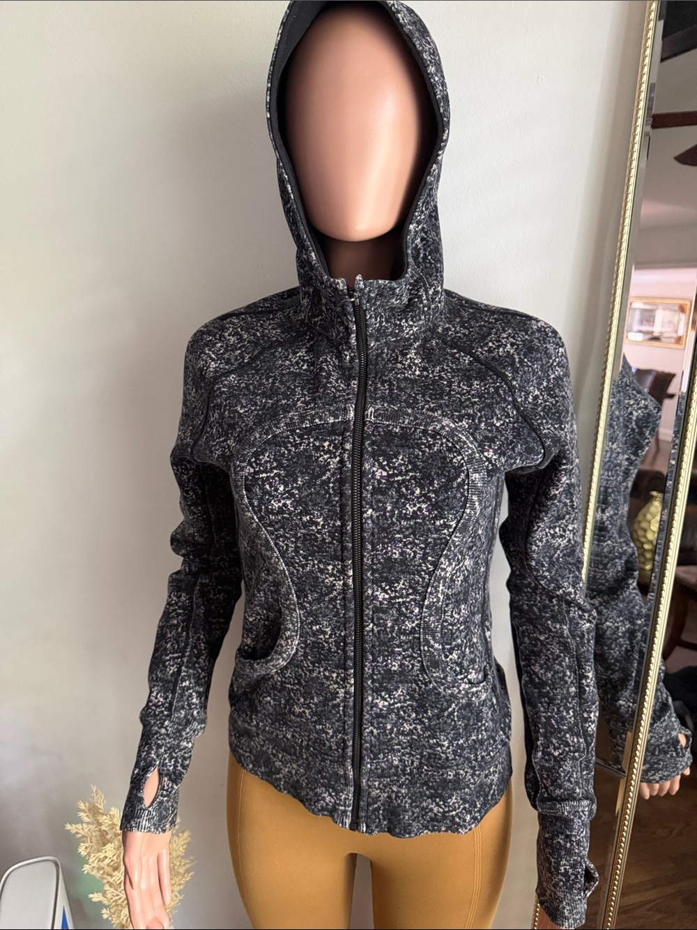 lululemon athletica Black Marled Hooded Full‑Zip Jacket
